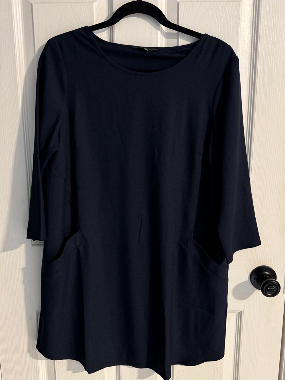 Long Sleeve Navy Tunic Dress with Pockets